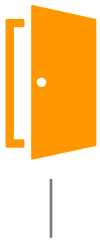 Orange icon of a slightly open door with a white doorknob, symbolizing easy student entry into AdaptED Science lessons.